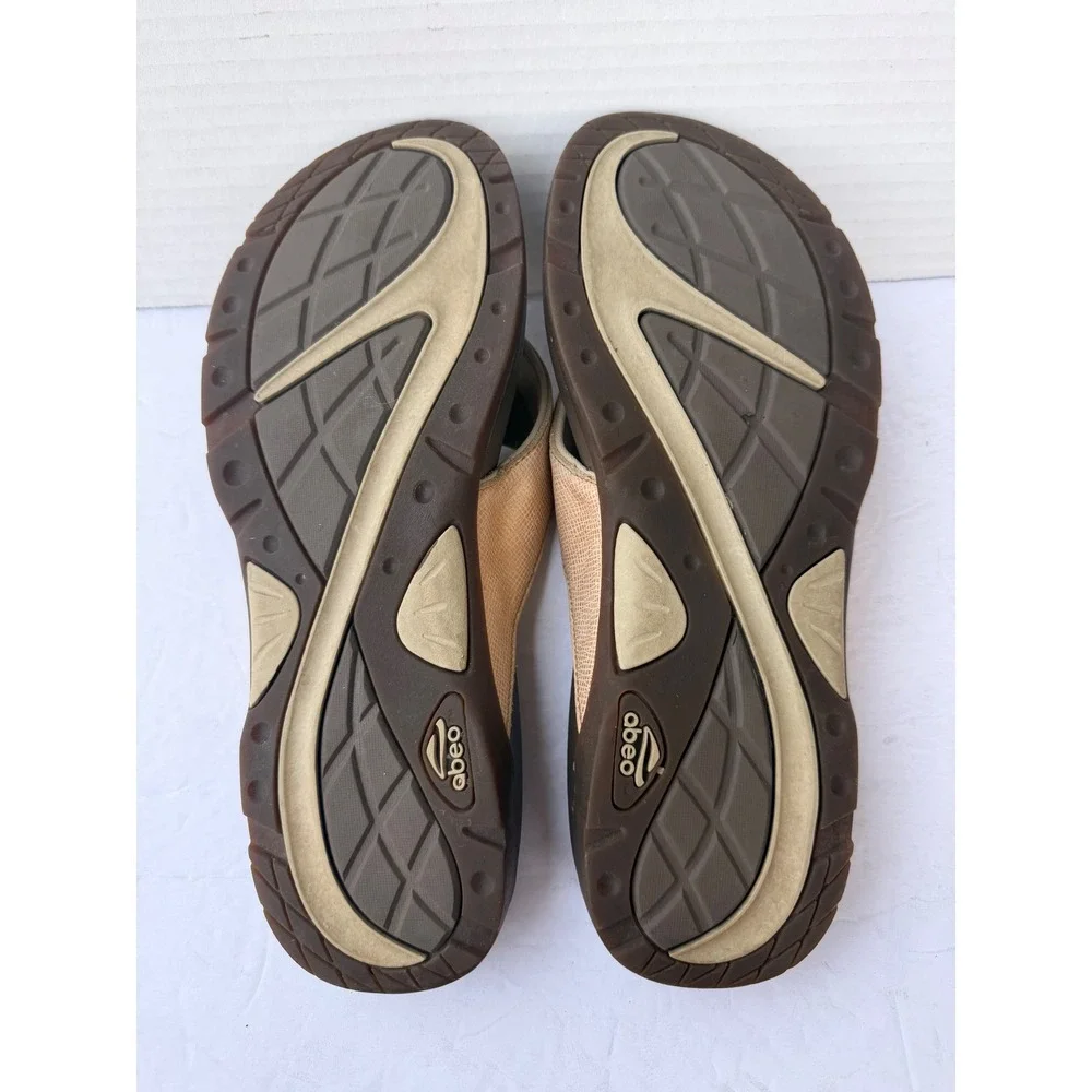 Abeo B.I.O. System Cream Beige Comfort Flip Flop Thong‎ Sandals Sz 9